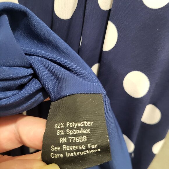 J. Peterman Midi Dress Women's Size 14 Polka Dot Flowy Lined Office Church - Picture 4 of 7